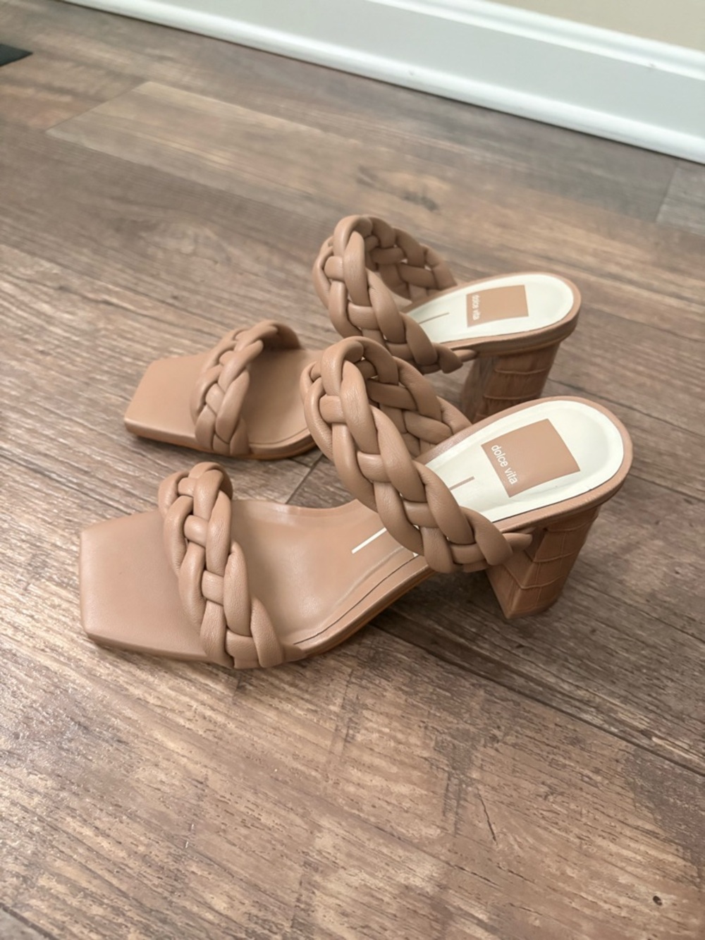 Dolce Vita Braided Double Strap Mules in Taupe